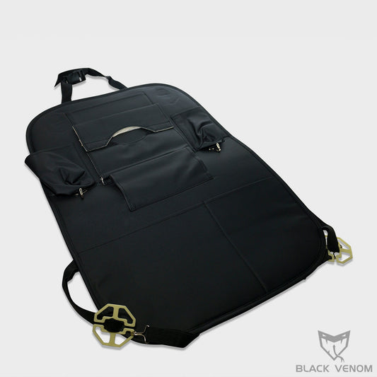 Black PU Leather Premium Car SeatBack Organizer Travel Accessories Cup Holder