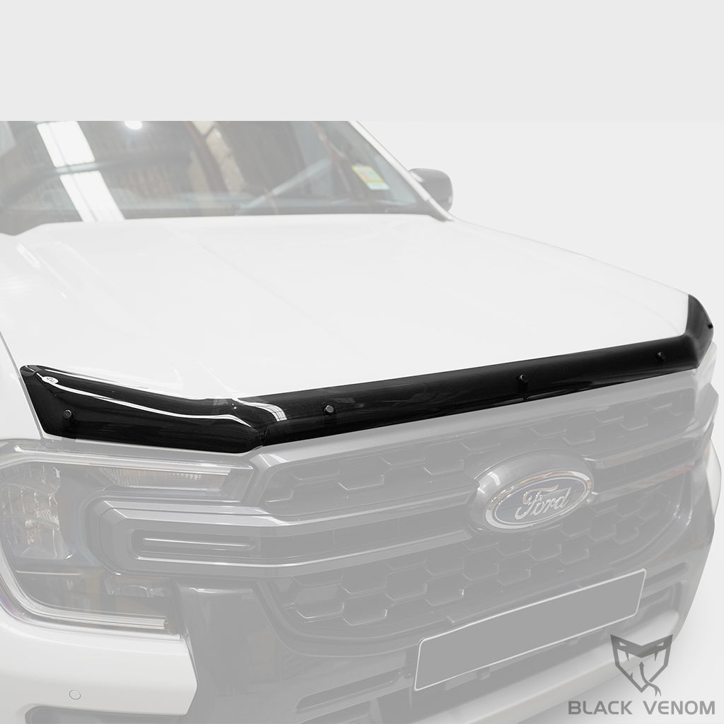 Black Bonnet Protector + Weathershields + Headlight Tail Light Trims to suit Next Gen Ford Ranger XLT Sport Wildtrak & Raptor 2022-2023