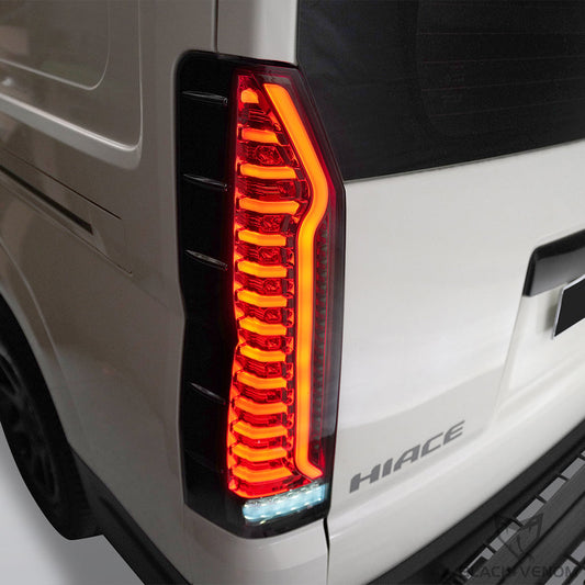 Smoked Black Tint LED Tail Light Reverse Indicator Lamps to suit Toyota Hiace Van 2019-2023
