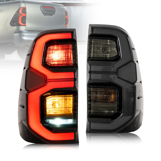 Smoked Out Tinted LED Tail Lights Lamps to suit Toyota Hilux N80 2015-2023 Rogue Rugged X SR5 Dualcab