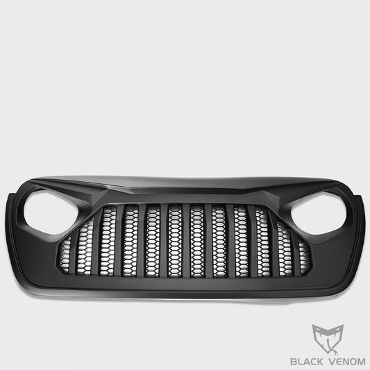 Black Front Grille Mesh Angry Bird Grill to suit Jeep Wrangler JL & Gladiator Rubicon Unlimited Sport