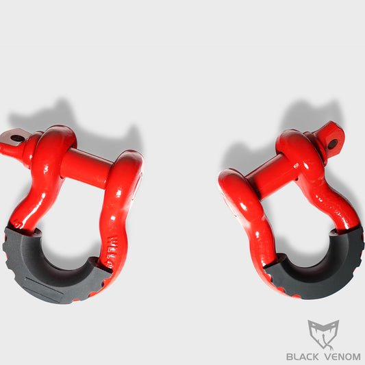 2x Red Bow Shackles WLL 4.75T Rated 19MM 4WD Recovery Tow Car Trailer
